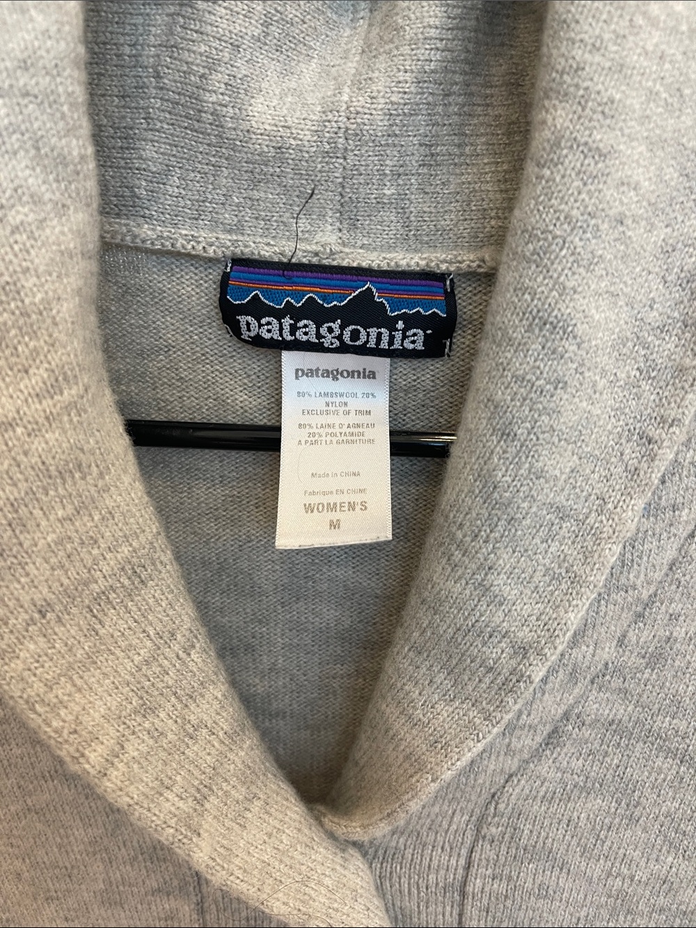 Patagonia Gray Shawl Collar Cardigan with Pink Accent - Picture 2 of 3